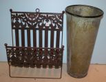 Contemporary Tin Flower Holder along with Metal Magazine Rack