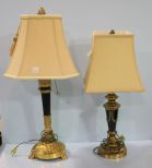 Two Decorative Brass and Metal Lamps