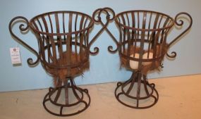 Two Iron Urn Shaped Baskets