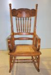 20th Century Oak Rocker with Press Cane Seat