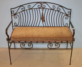 Contemporary Iron Settee with Pillows