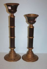Two Brass and Metal Candlesticks