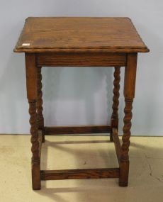 20th Century Oak Side Table with Barley Twist Legs