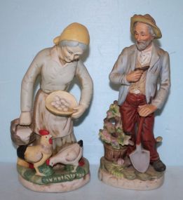 Pair of Hand Painted Bisque Figurines