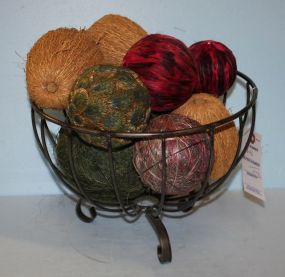 Iron Basket with Straw Fruit