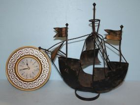 Bombay Company Battery Clock along with Decorative Iron Ship