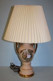 Vintage Bedroom Lamp with Transfer Print of Courting Scene