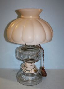 Glass Oil Lamp with Satin Glass Shade