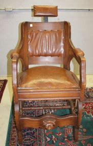 Unusual Reclining Dentist Chair with Carved Iron Heads