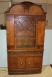 Walnut Deco Double Bonnet Top China Cabinet