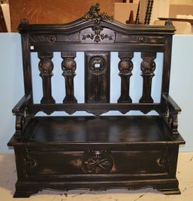 French High Back Hall Bench with Lift Seat