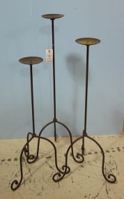 Set of Three Iron Floor Candleholders