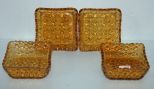 Set of Four Amber Glass Nut Dishes