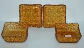 Set of Four Amber Glass Nut Dishes