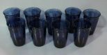 Set of Nine Cobalt Glass Tumblers