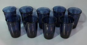 Set of Nine Cobalt Glass Tumblers
