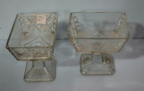 Pair Early Pressed Glass Candy Dishes
