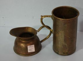 Copper Pitcher Marked England along with Copper Mug