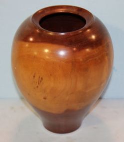 1996 Hand Carved Wood Vase