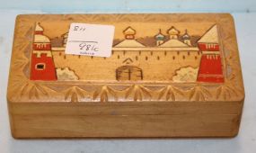 Hand Carved and Painted Rectangular Box