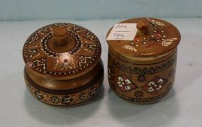 Two Wood Carved Covered Boxes