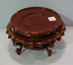 Four Legged Onion Style Oriental Wood Bowl Stand