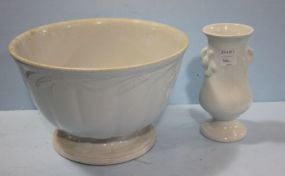 Vase and Bowl White pottery vase 7 1/4