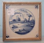 Blue and White Framed Tile