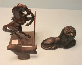 Made in Japan Horse Bookend along with and Iron Bird and Iron Lion
