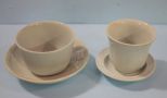 Two Ironstone Cups and Under Plates