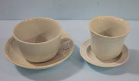 Two Ironstone Cups and Under Plates