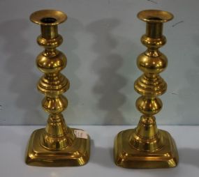 Pair Large Antique Brass Candlesticks