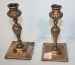 Pair Vintage Silver Metal Candlesticks