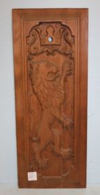 Wood Carved Plaque of Lion