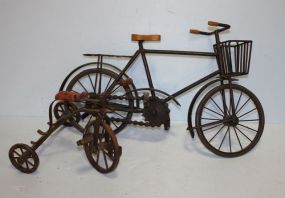 Contemporary Decorative Metal Bicycle and Tricycle