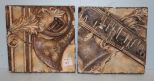 Two Plaster Architectural Wall Plaques