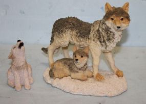Two Contemporary Resin Figurines of Wolves