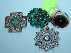 Four Costume Jewelry Pins One Monet