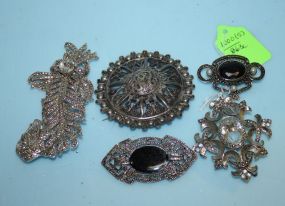 Group of Five Costume Jewelry Broaches