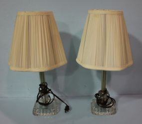 Pair Glass Candlestick Lamps