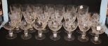 22 Piece Etched Glass Stemware