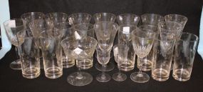 23 Piece Etched Glass Stemware