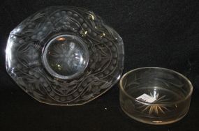 Etched Glass Dish and Underplate