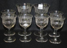 Set of Eight Elegant Glass Stemware