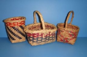 Three Small Various Shaped Choctaw Baskets