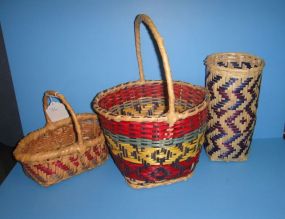 Three Various Shaped Choctaw Baskets