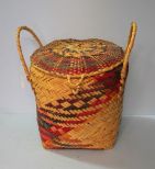 Double Handle Choctaw Basket with Lid and Latch
