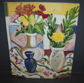 Oil on Canvas of Three Pots, signed Buchanan