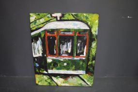 Oil on Canvas of St. Charles Streetcar, signed Bridget ---
