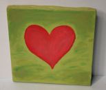 Oil on Canvas of Red Heart, Green Ground